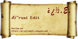 Árvai Edit névjegykártya